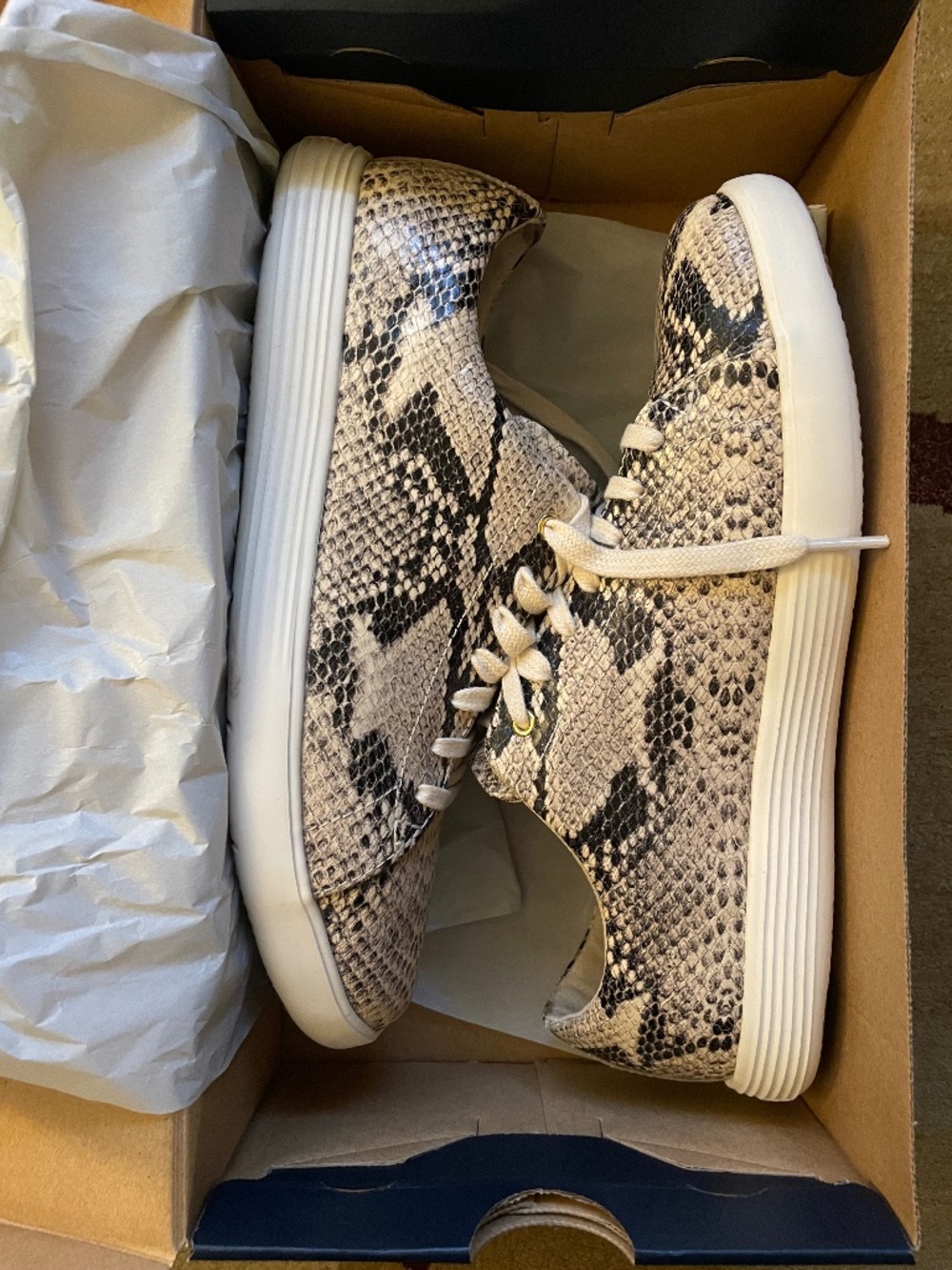 Cole Haan Snakeskin Embossed Leather Sneakers, Size 8.5 (UK6, EU39, CM25.5)